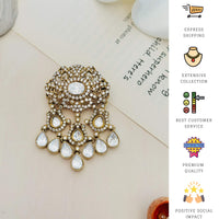 Thumbnail for Wedding Premium Gold Plated Polki Men Brooch Pin