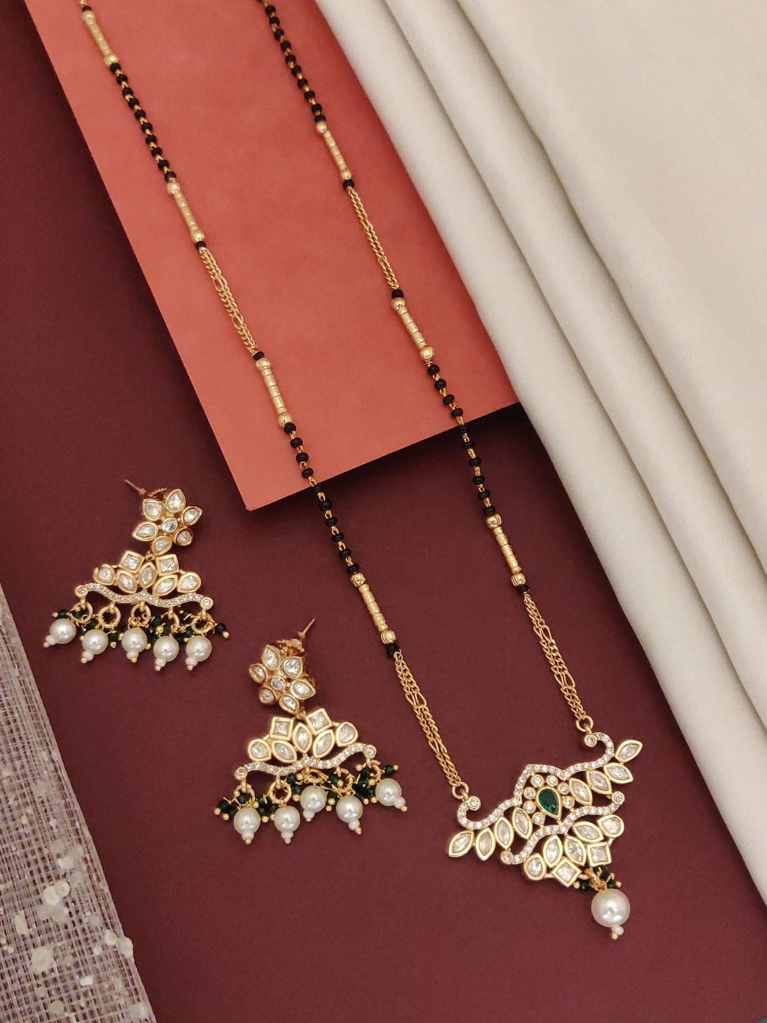 Abdesigns Gold Plated Polki Kundan Mangalsutra Set