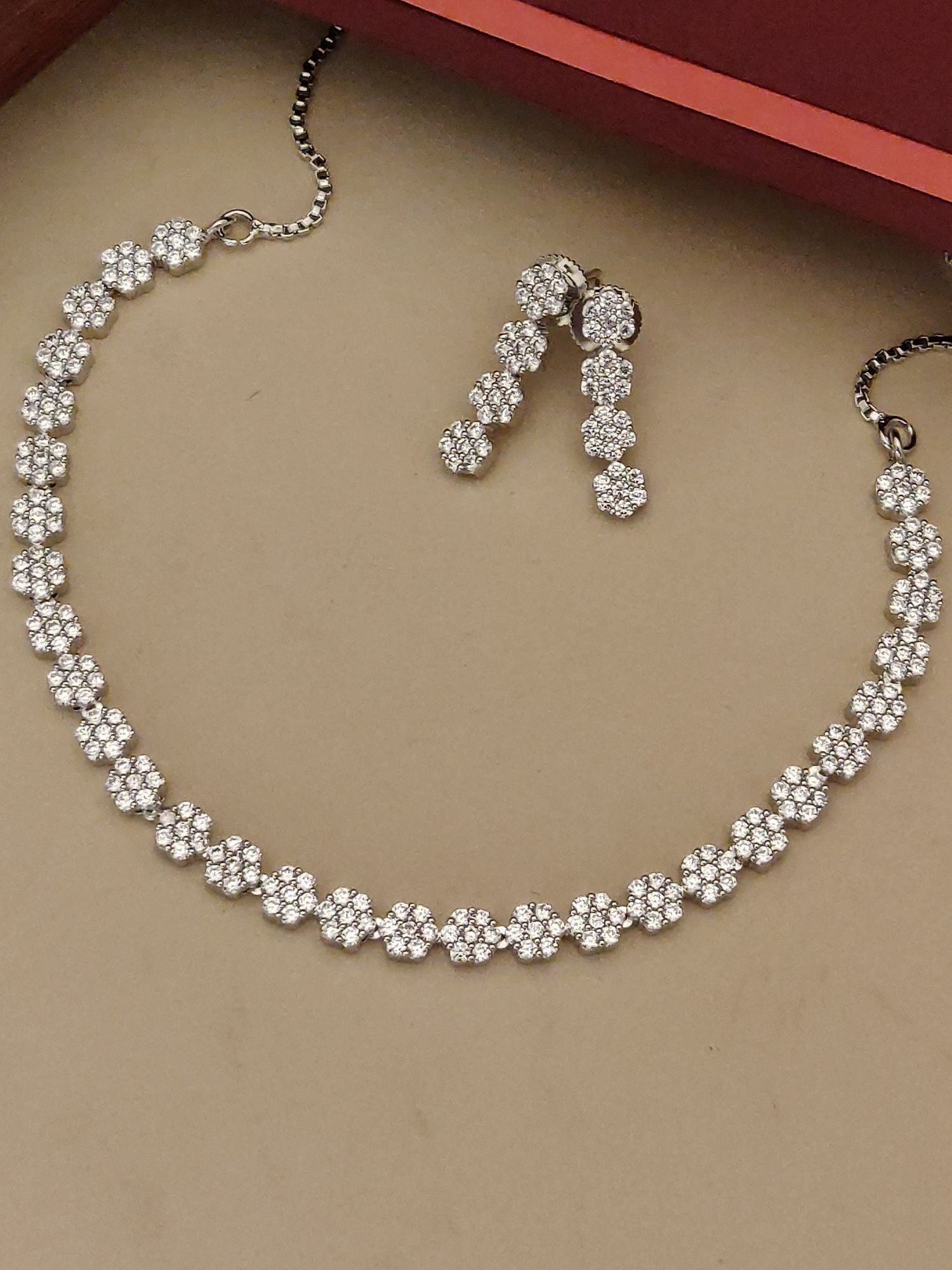Abdesigns American Diamond Necklace Set