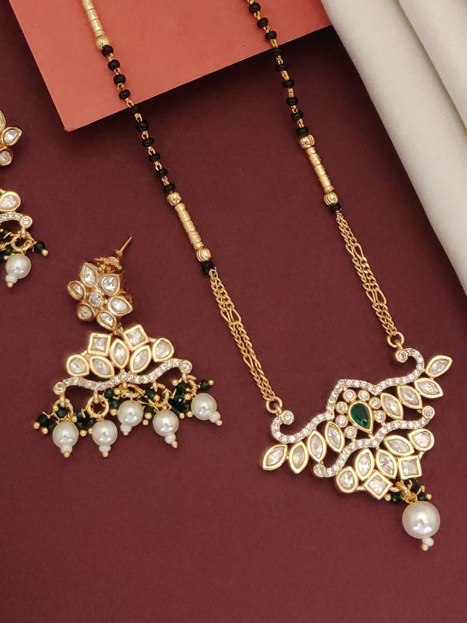 Abdesigns Gold Plated Polki Kundan Mangalsutra Set
