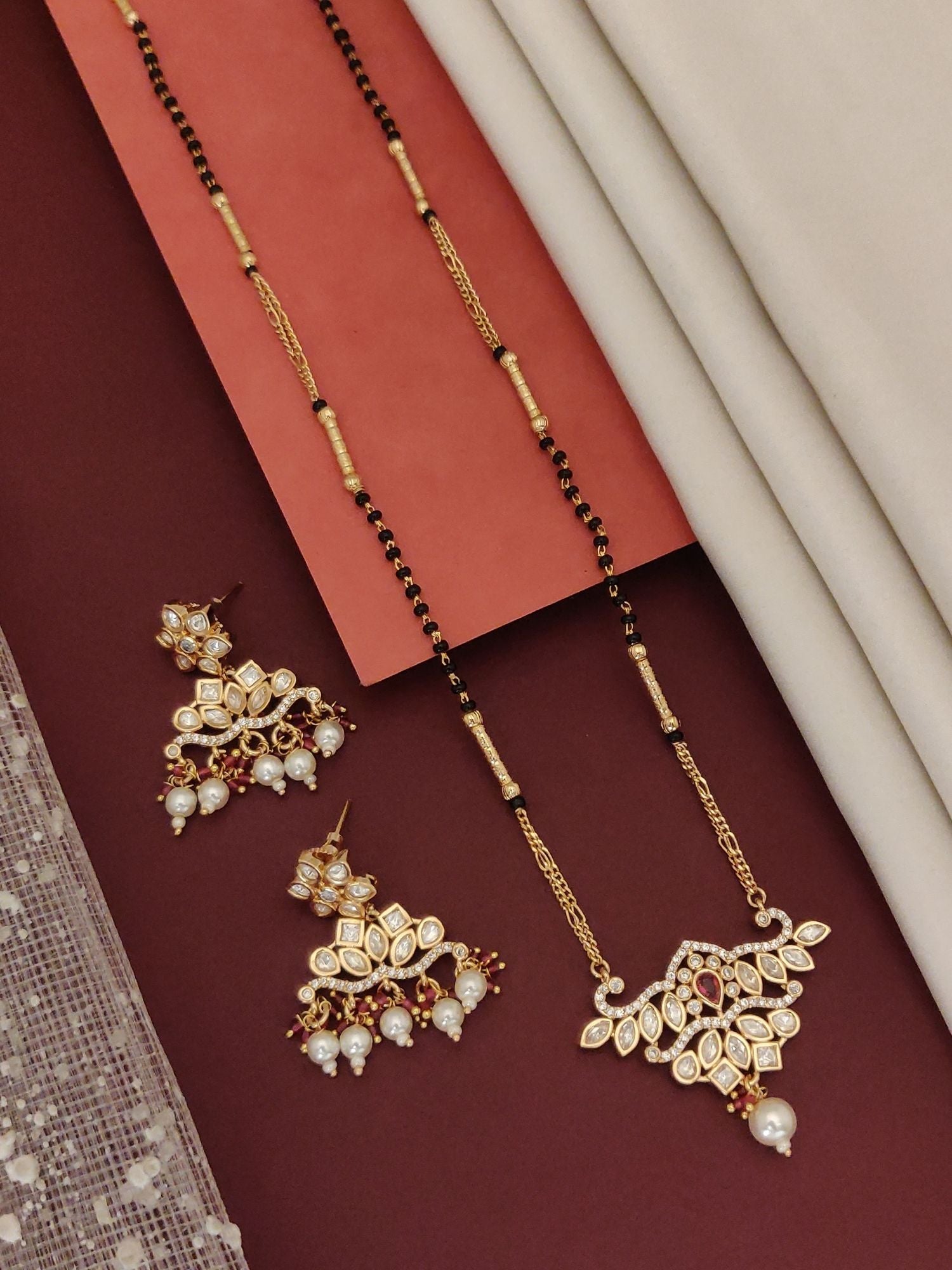 Abdesigns Gold Plated Polki Kundan Mangalsutra Set