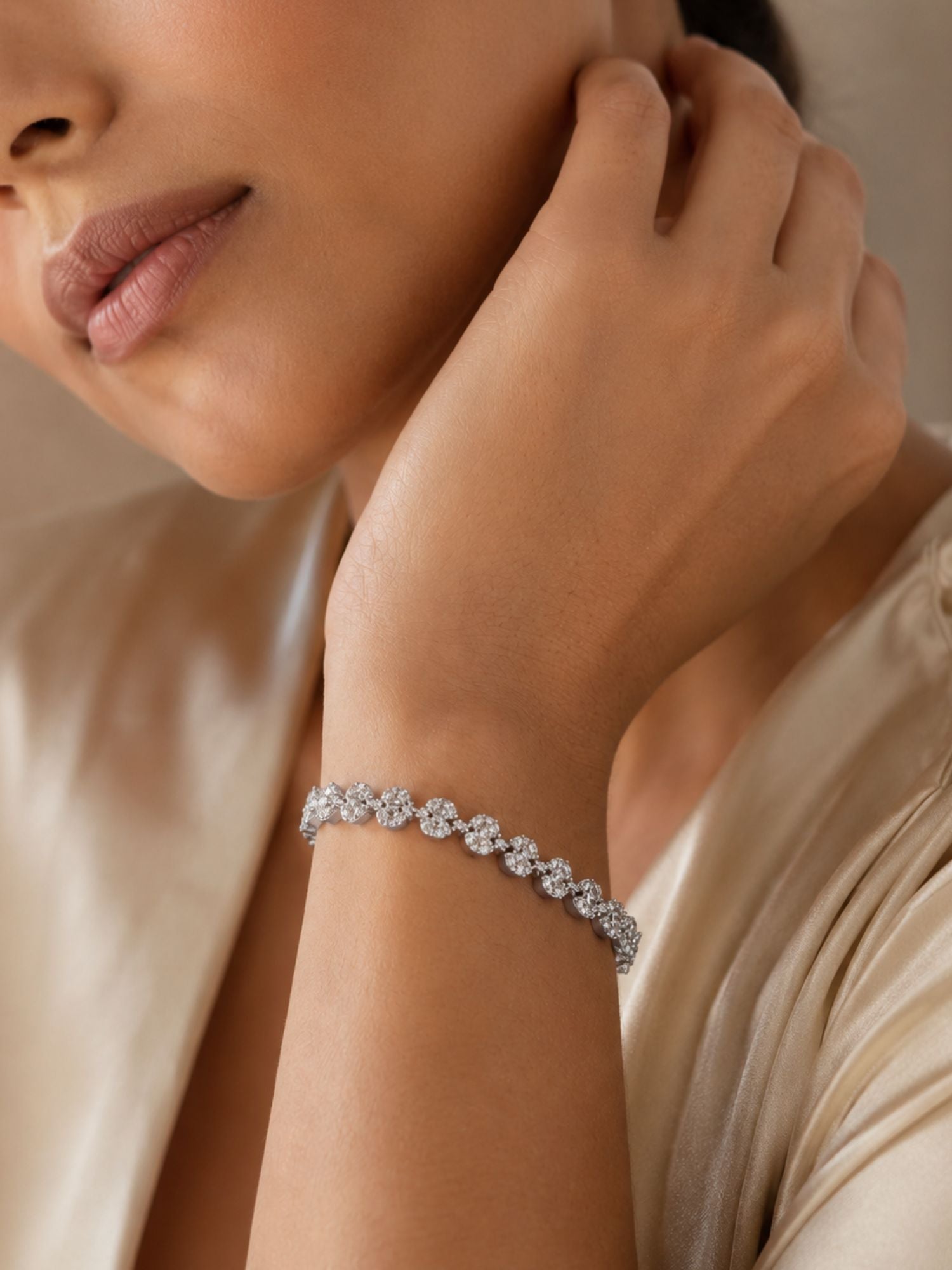 Abdesignsjewellery Silver Plated American Diamond Bracelet