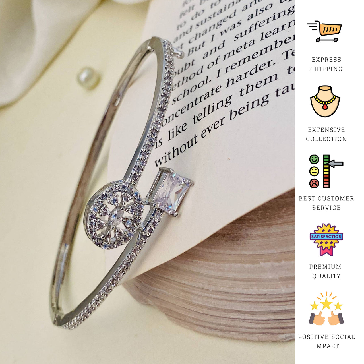 Charming Silver Plated American Diamond Bracelet