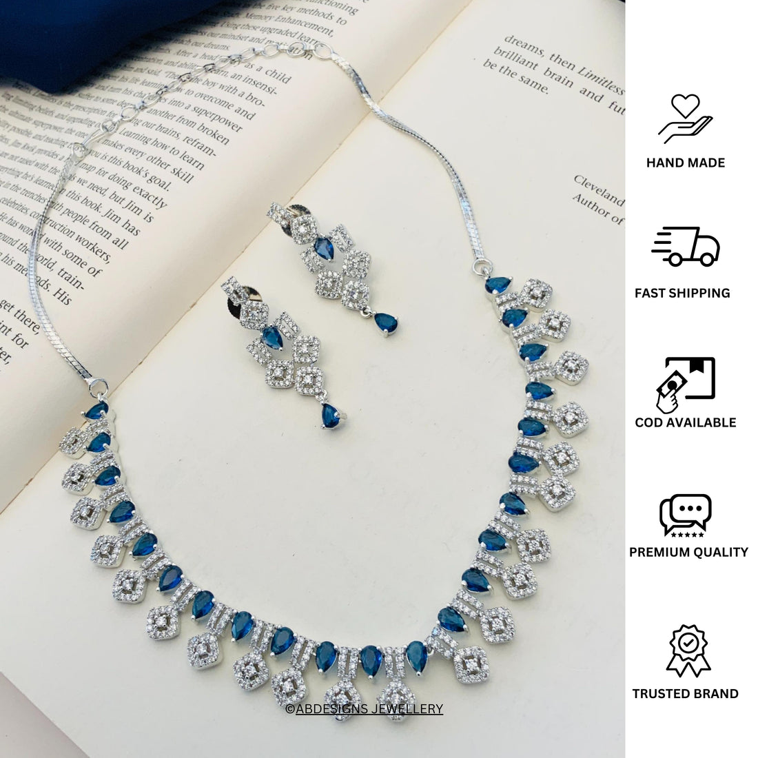 Silver Plated American Diamond Necklace Set