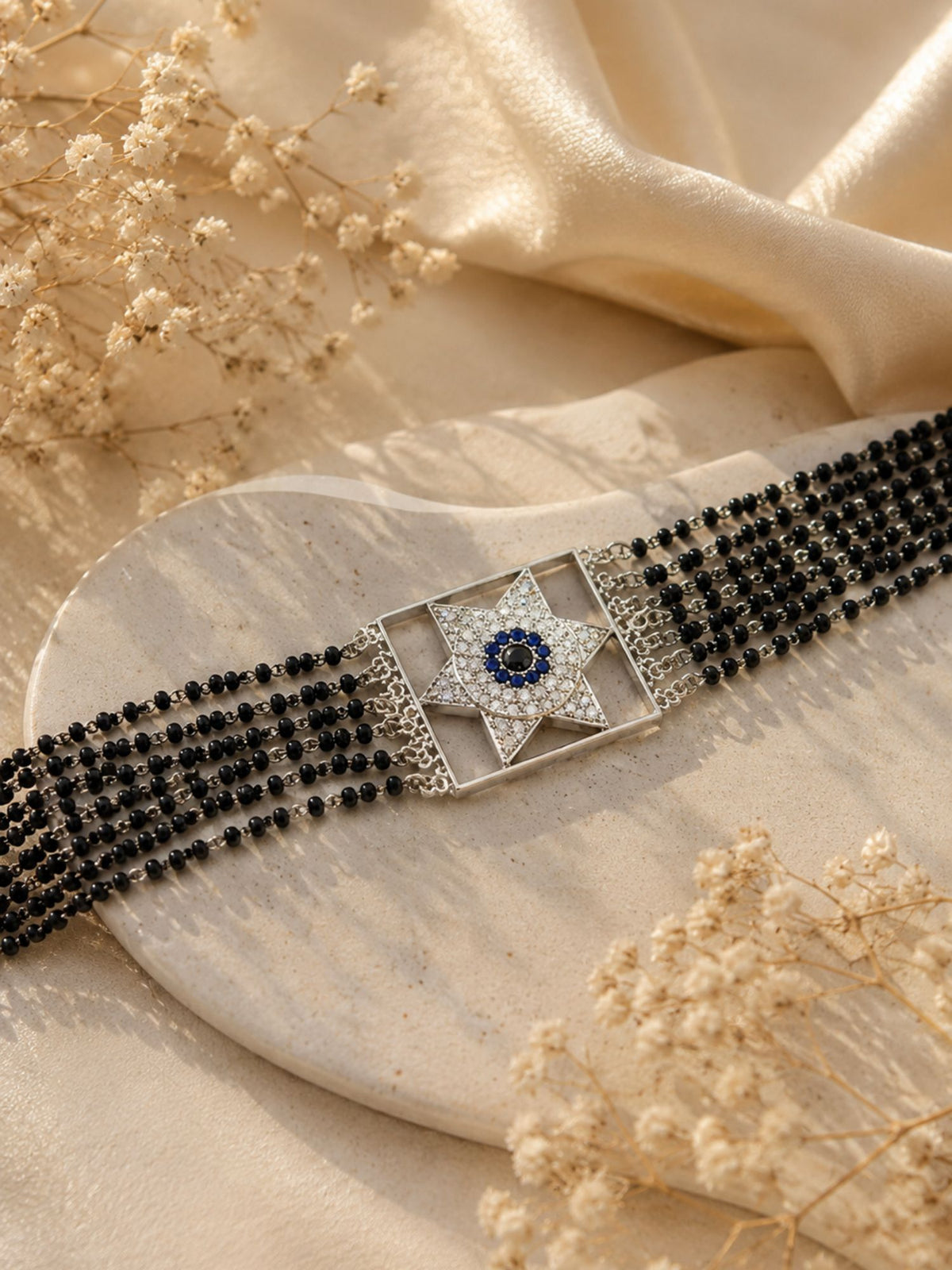 Evil Eye Star Motif Mangalsutra Choker - Gold or Silver Plated