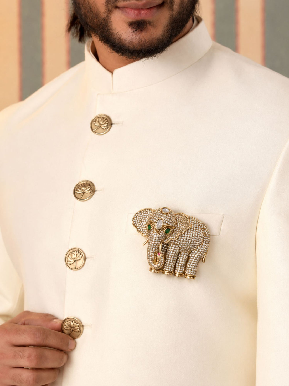 Royal Elephant Brooch Pin for Unisex | Gold Plated Crystal Statement Lapel Pin