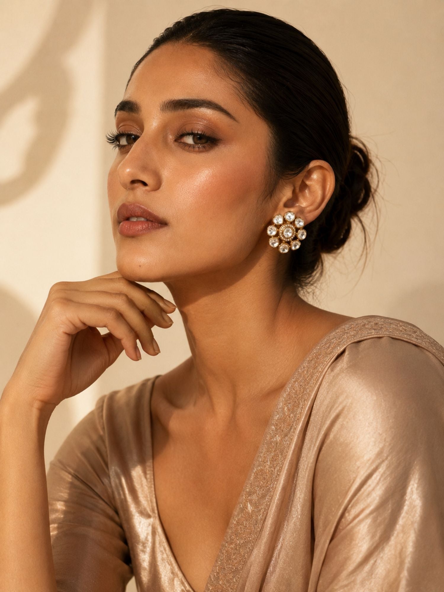 Classic Polki Flower Design Earrings