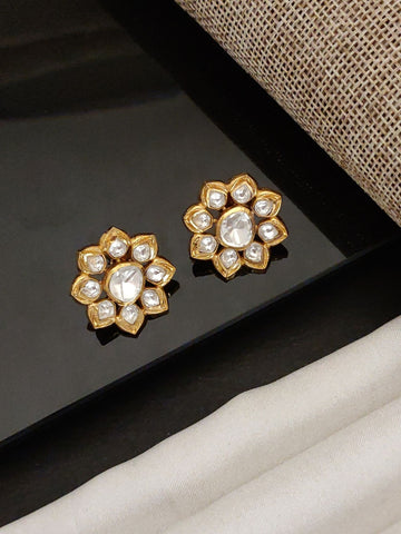 Abdesigns Gold Plated Polki Studs Earring