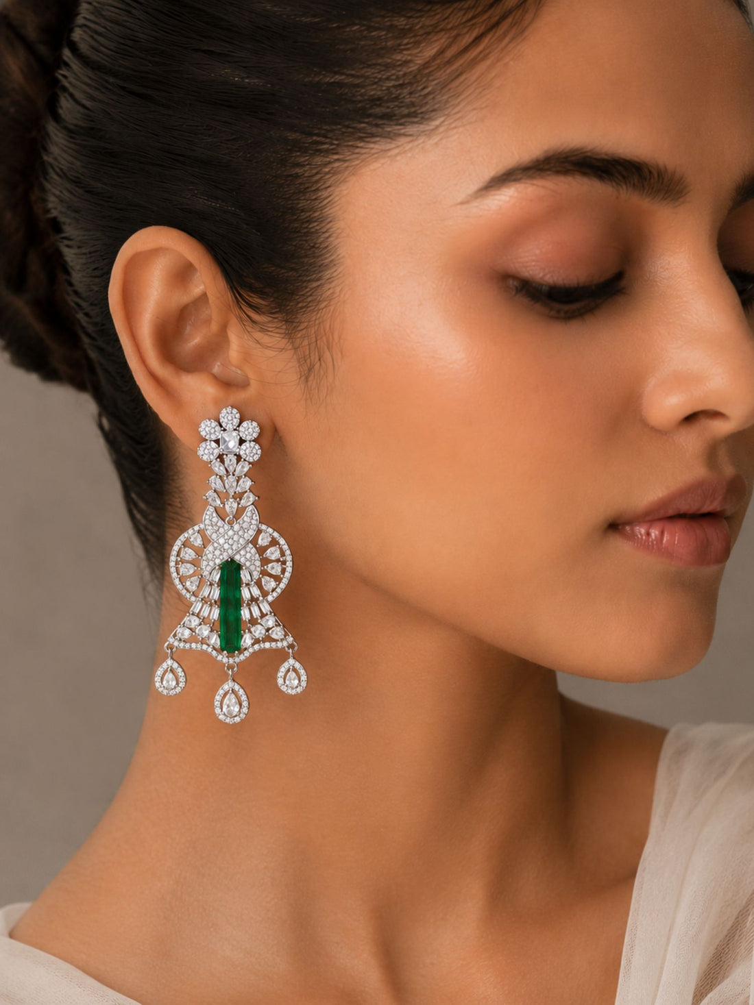 Emerald CZ Statement Earrings | Abdesigns