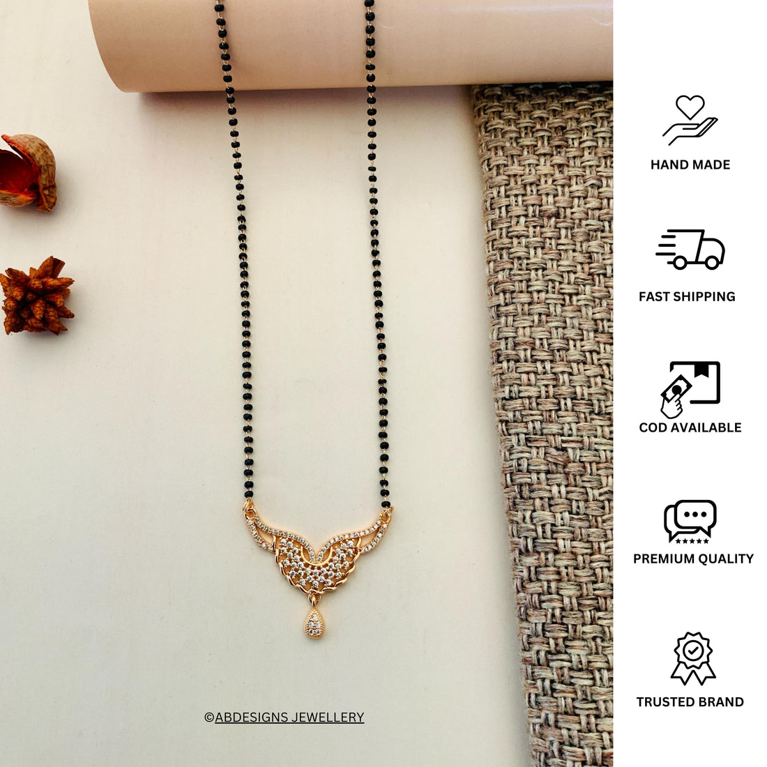 Dazzling High Quality RoseGold Plated Mangalsutra - Abdesignsjewellery