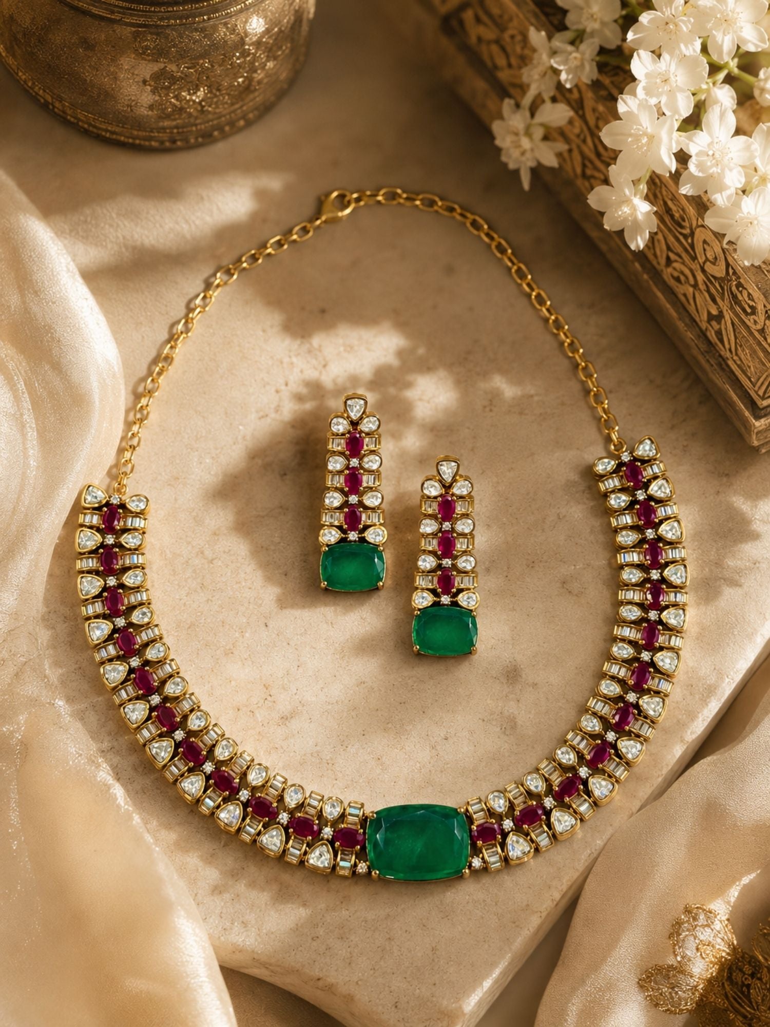 Emerald Green Necklace Set | Abdesigns Jewellery