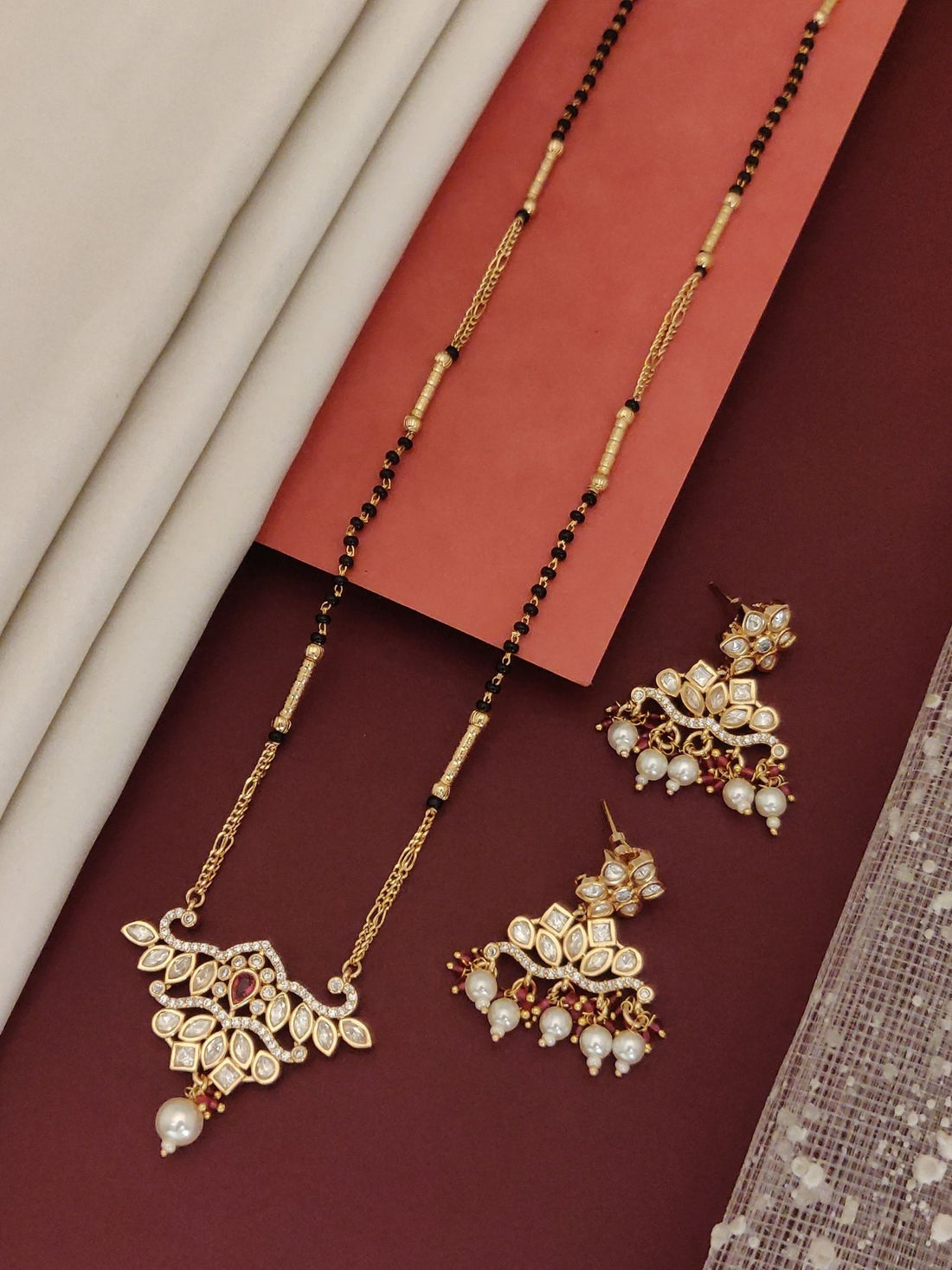 Abdesigns Gold Plated Polki Kundan Mangalsutra Set