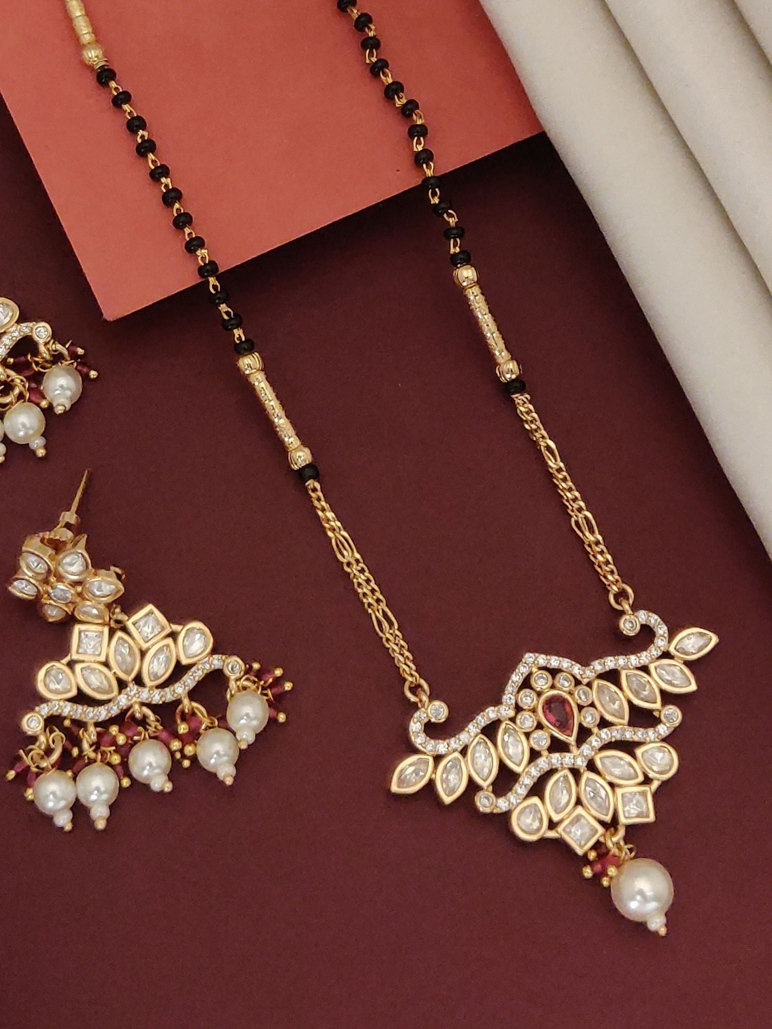 Abdesigns Gold Plated Polki Kundan Mangalsutra Set