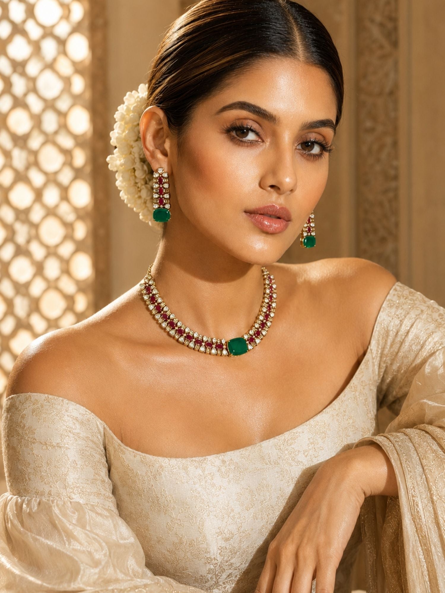 Emerald Green Necklace Set | Abdesigns Jewellery