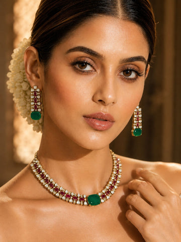Emerald Green Necklace Set | Abdesigns Jewellery
