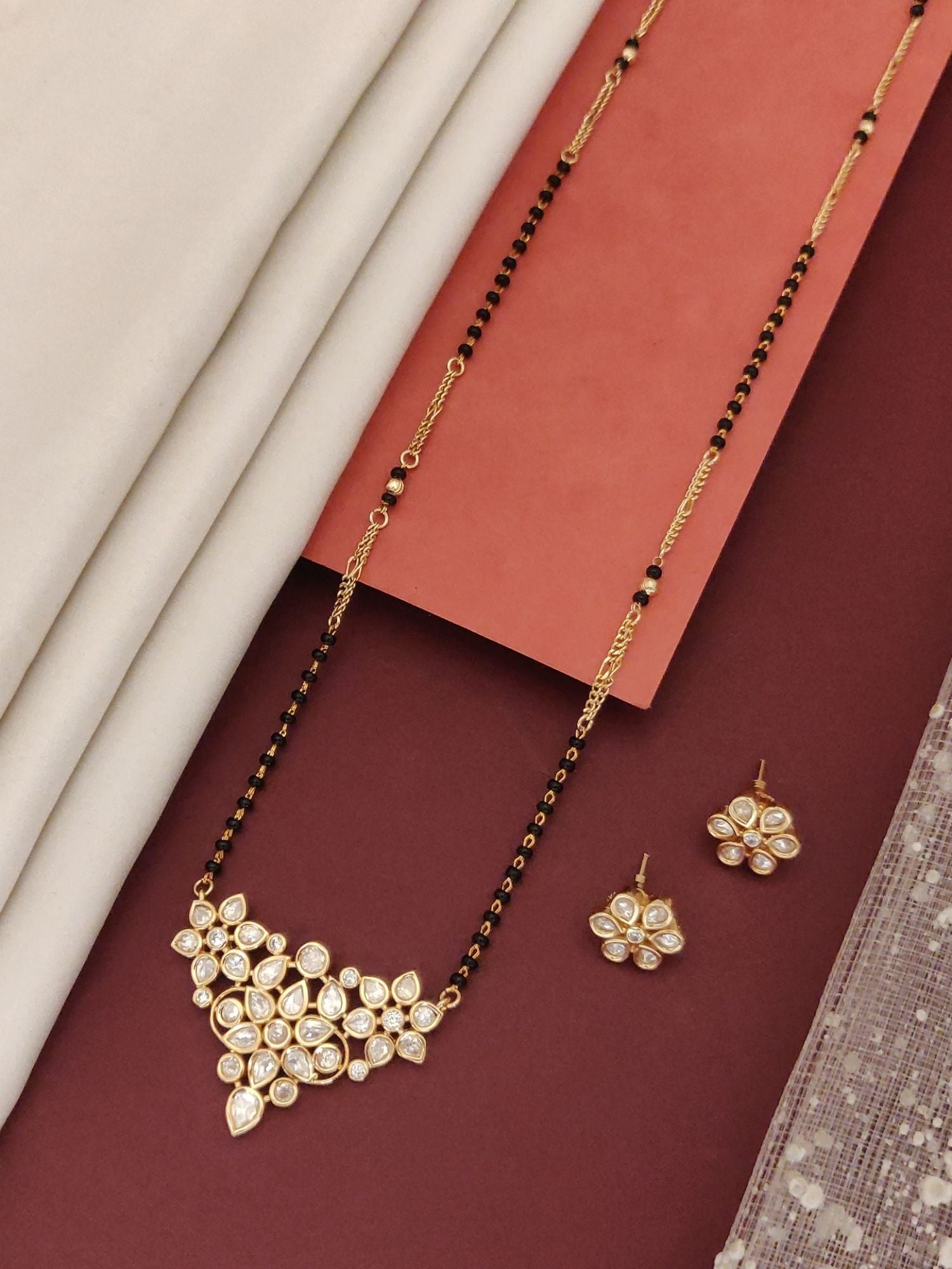 Abdesigns Gold Plated Polki Kundan Mangalsutra Set