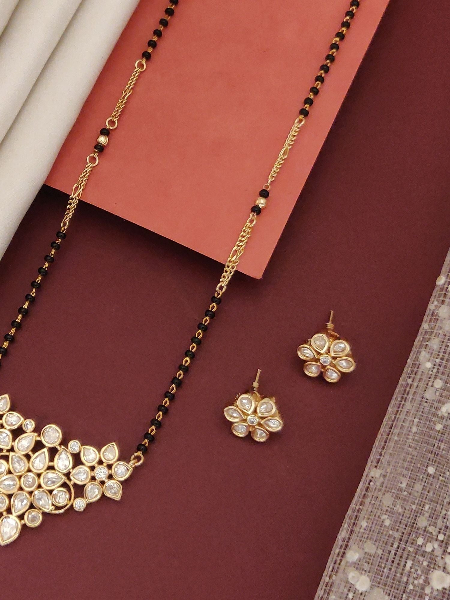 Abdesigns Gold Plated Polki Kundan Mangalsutra Set