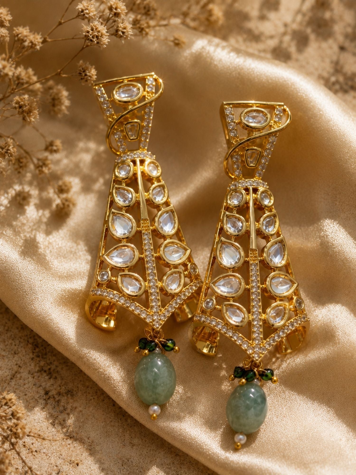 Elegant Kundan Drop Earrings in Gold Finish – Festive Wear | Abdesigns Jewellery