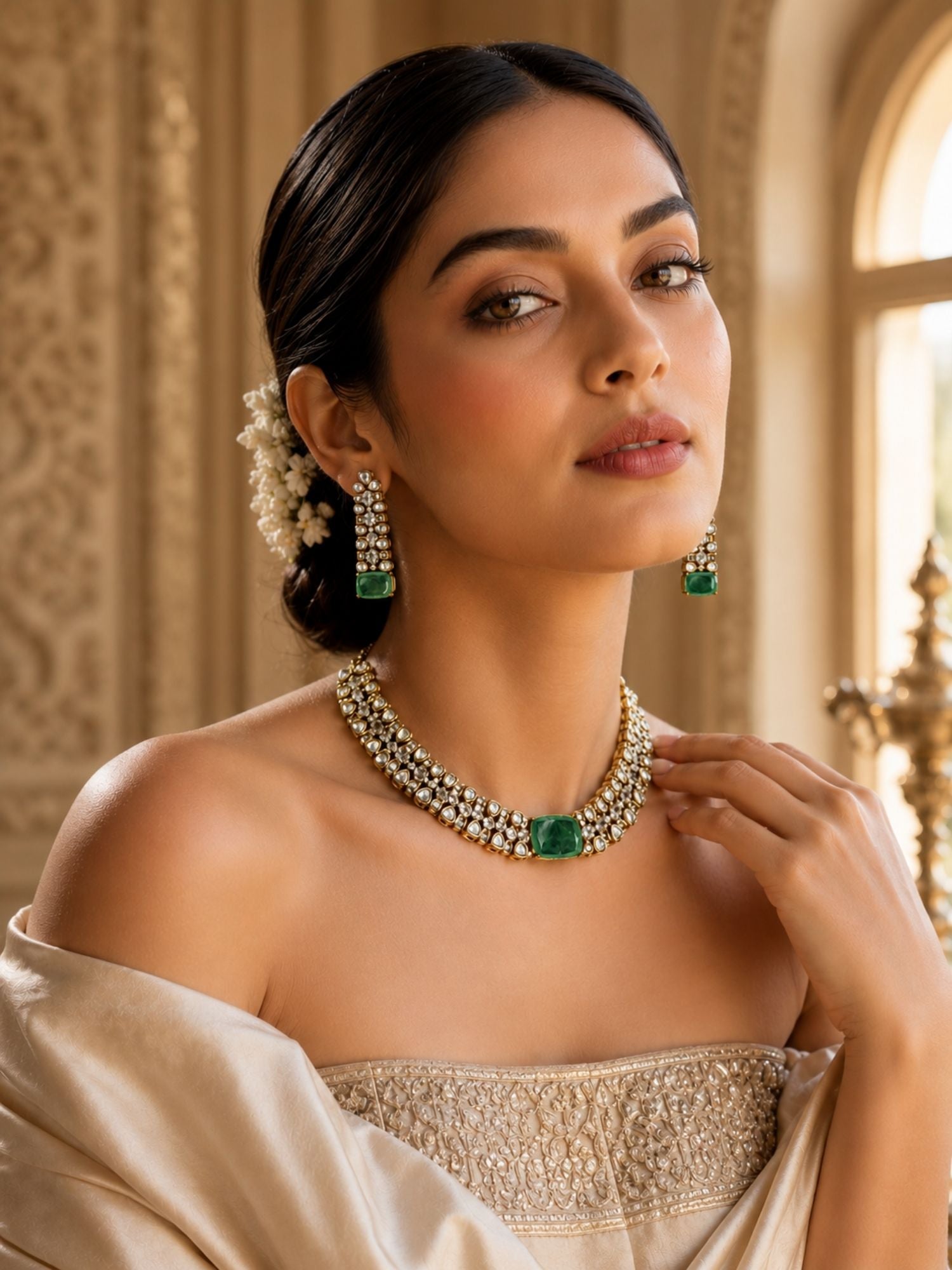 Emerald Green Necklace Set | Abdesigns Jewellery