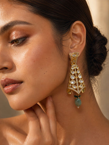 Elegant Kundan Drop Earrings in Gold Finish – Festive Wear | Abdesigns Jewellery