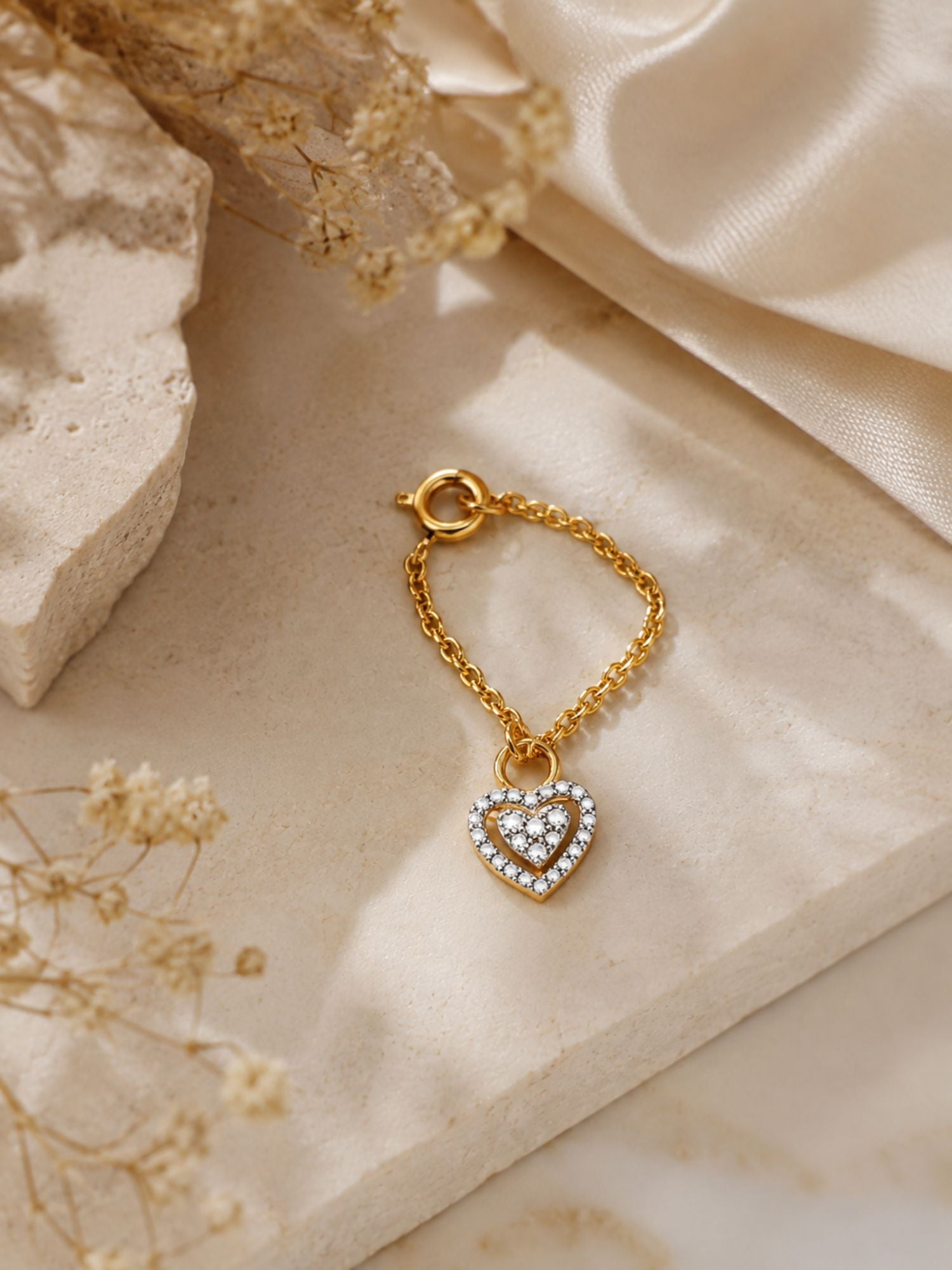 925 Sterling Silver Gold Plated CZ Heart Watch Charm | Abdesigns Jewellery