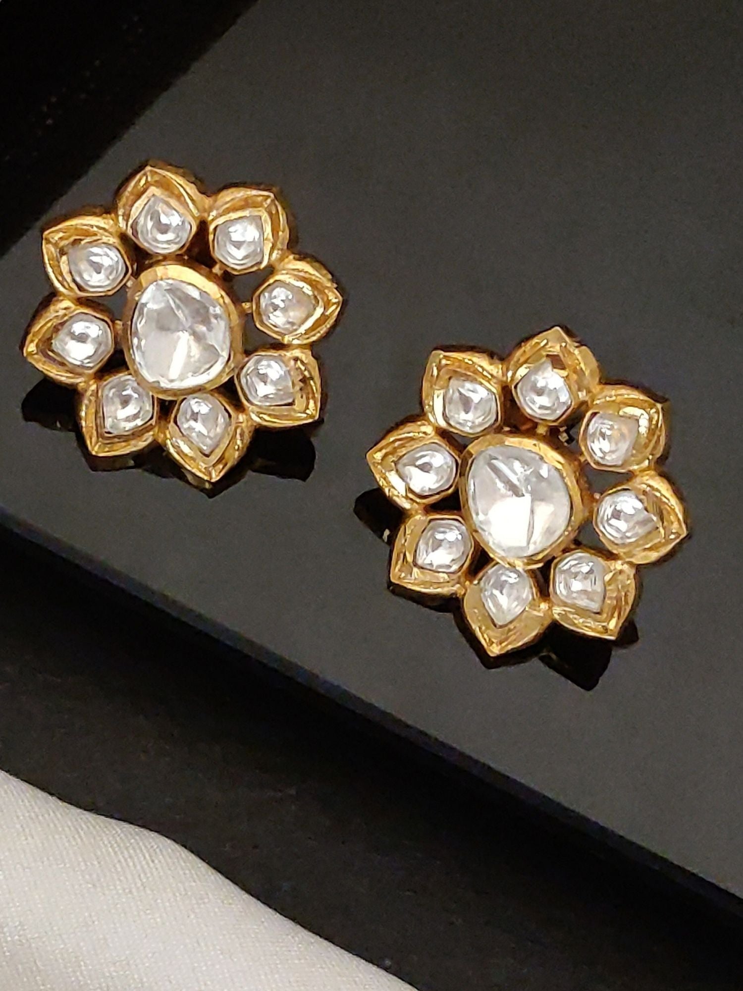 Abdesigns Gold Plated Polki Studs Earring