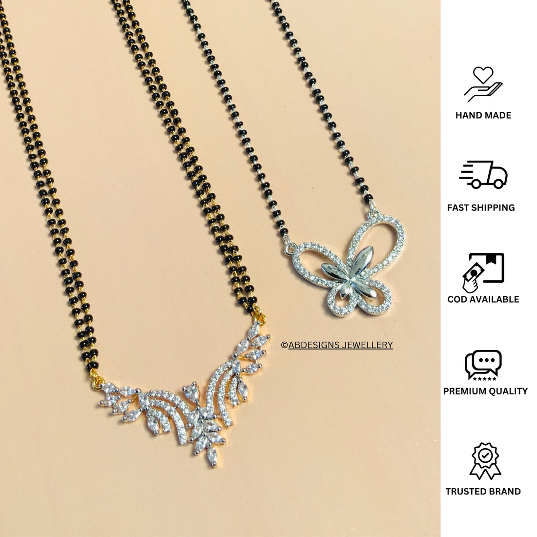 Statement Gold Plated American Diamond Mangalsutra Combo