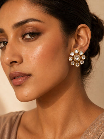 Classic Polki Flower Design Earrings