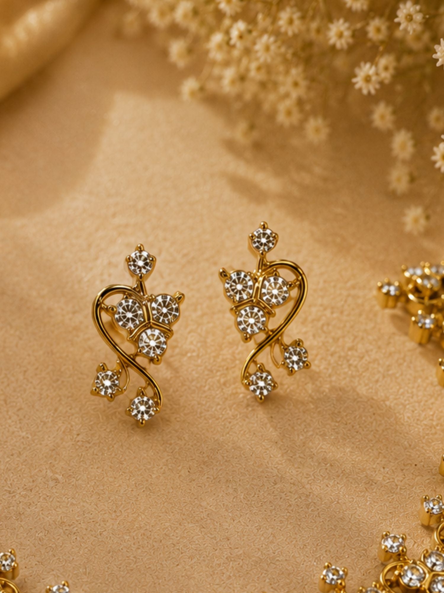 Gold Plating Solitaire American Diamond Necklace Set | Abdesigns