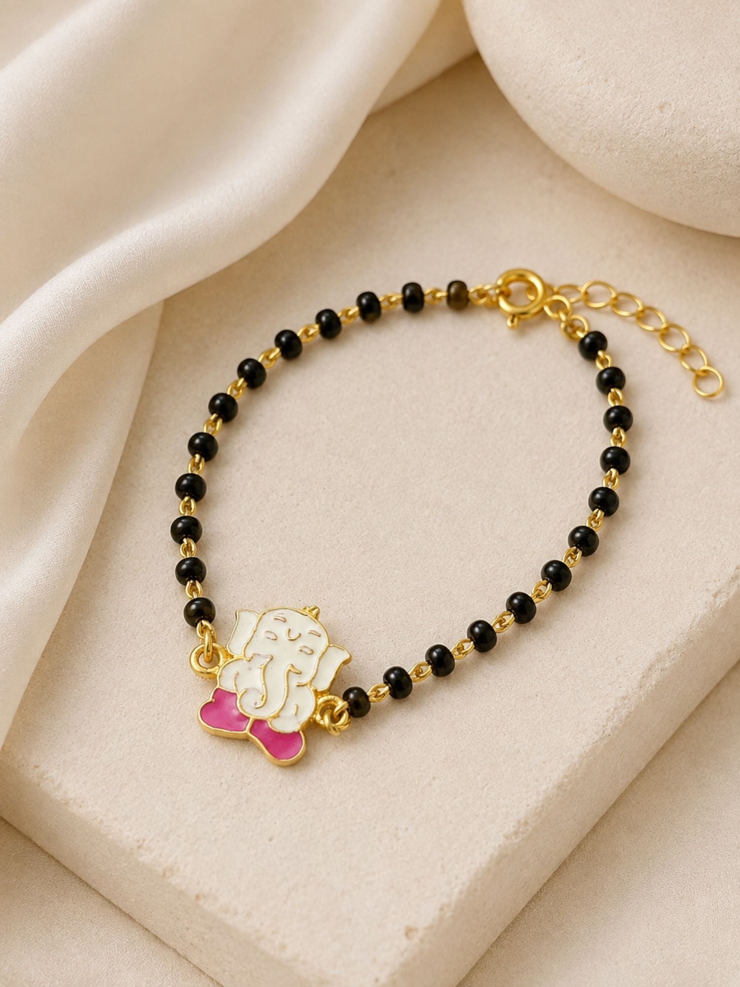 925 Sterling Silver Gold Plated Ganesha Baby Nazariya Bracelet