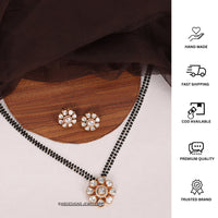 Thumbnail for Gold Polki Flower Design Mangalsutra Earrings - Abdesignsjewellery