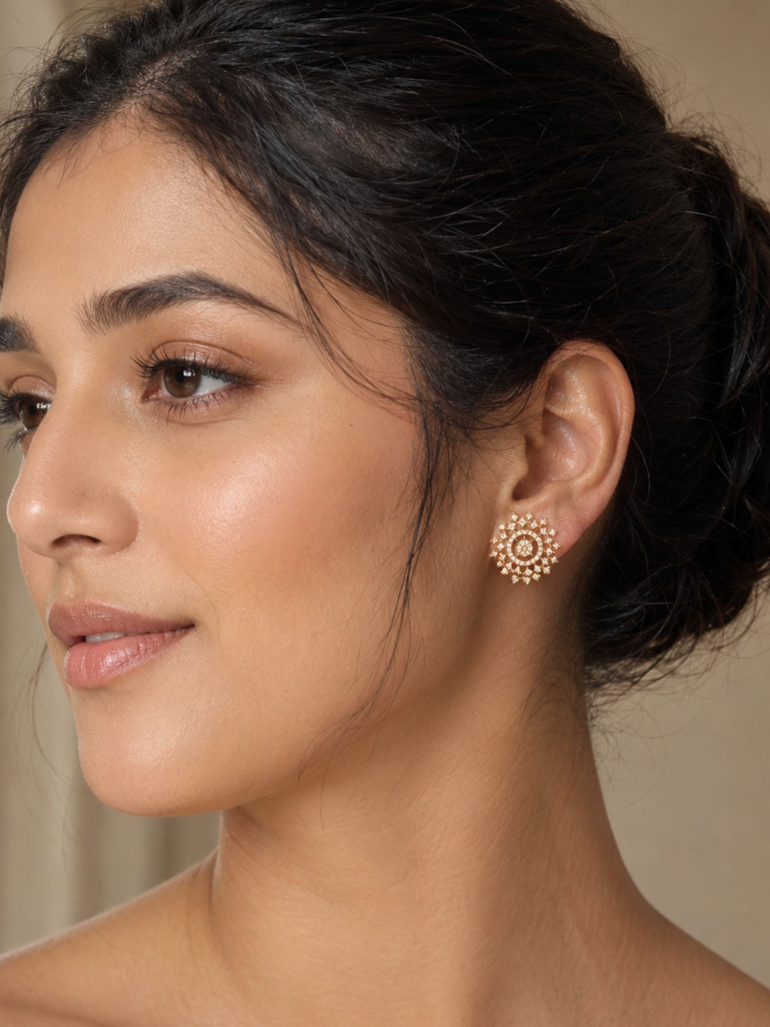 American Diamond Stud Earrings – Dual Finish | Abdesigns