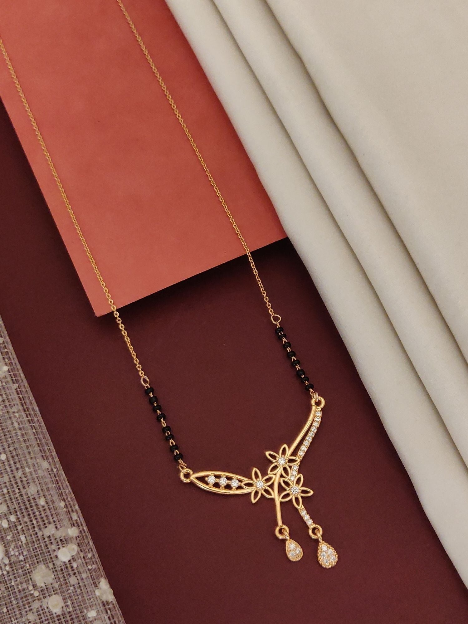 Abdesigns RoseGold Plated American Diamond Mangalsutra