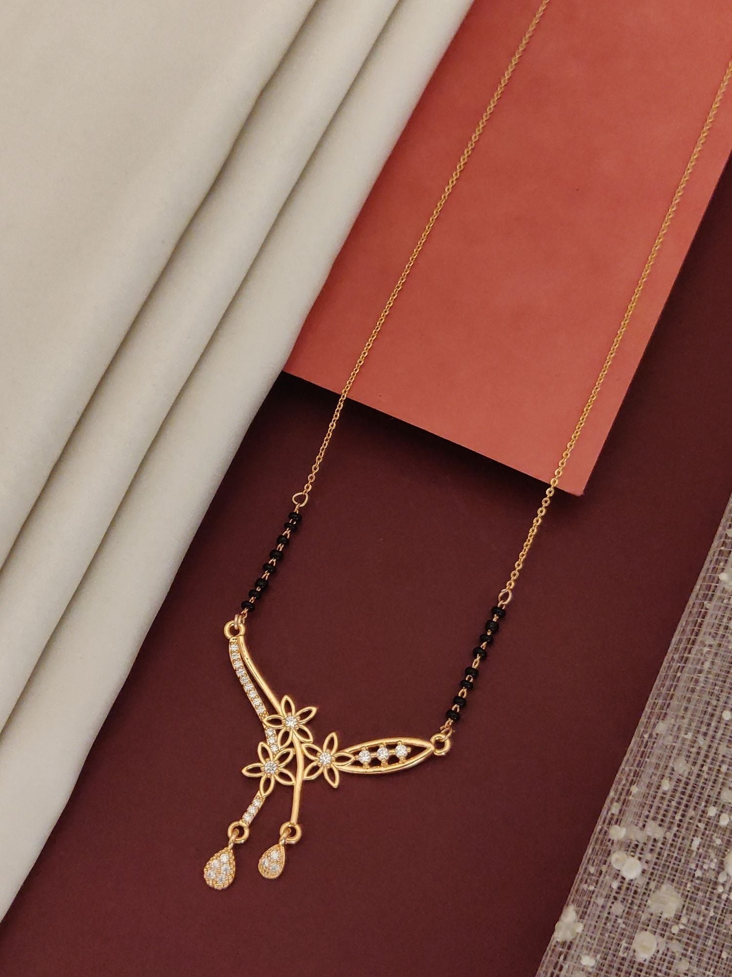 Abdesigns RoseGold Plated American Diamond Mangalsutra