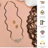 Thumbnail for Gold Plated American Diamond Flower Mangalsutra Set