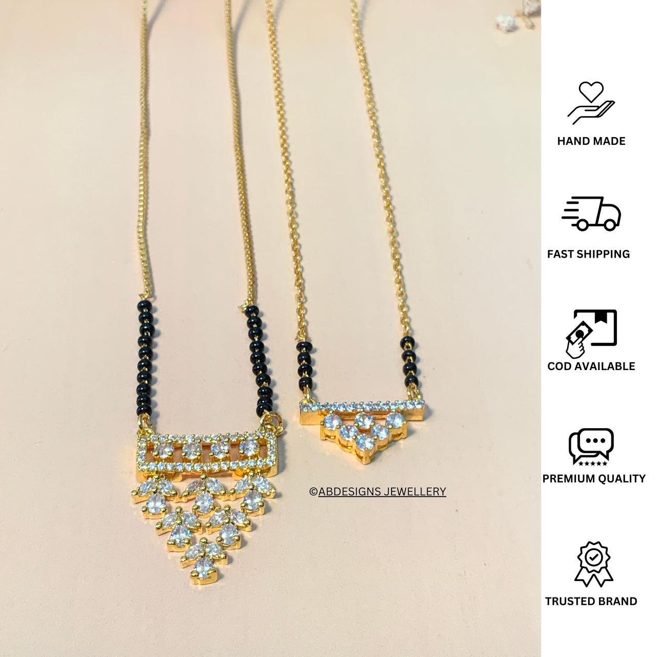 Unique Gold Plated American Diamond Mangalsutra Combo