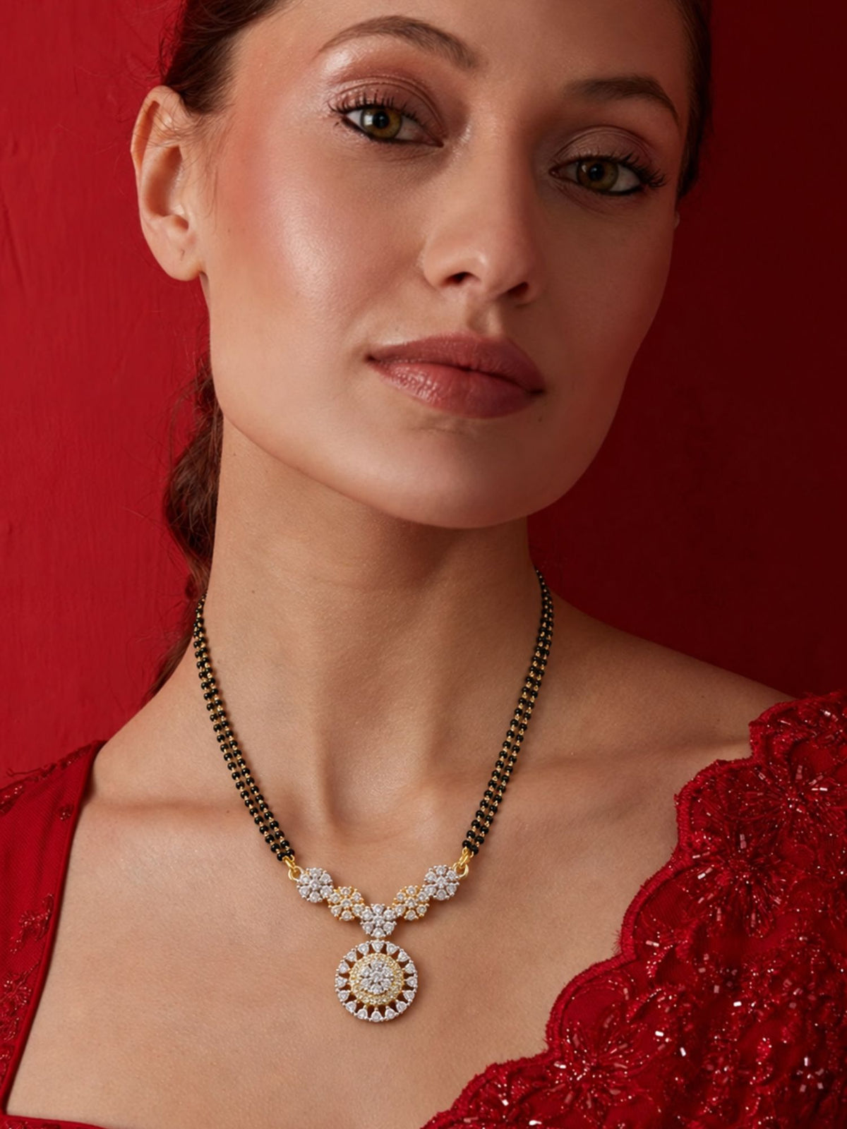 Set of 2 AD Stone Minimal Mangalsutra Combo | Abdesigns Jewellery