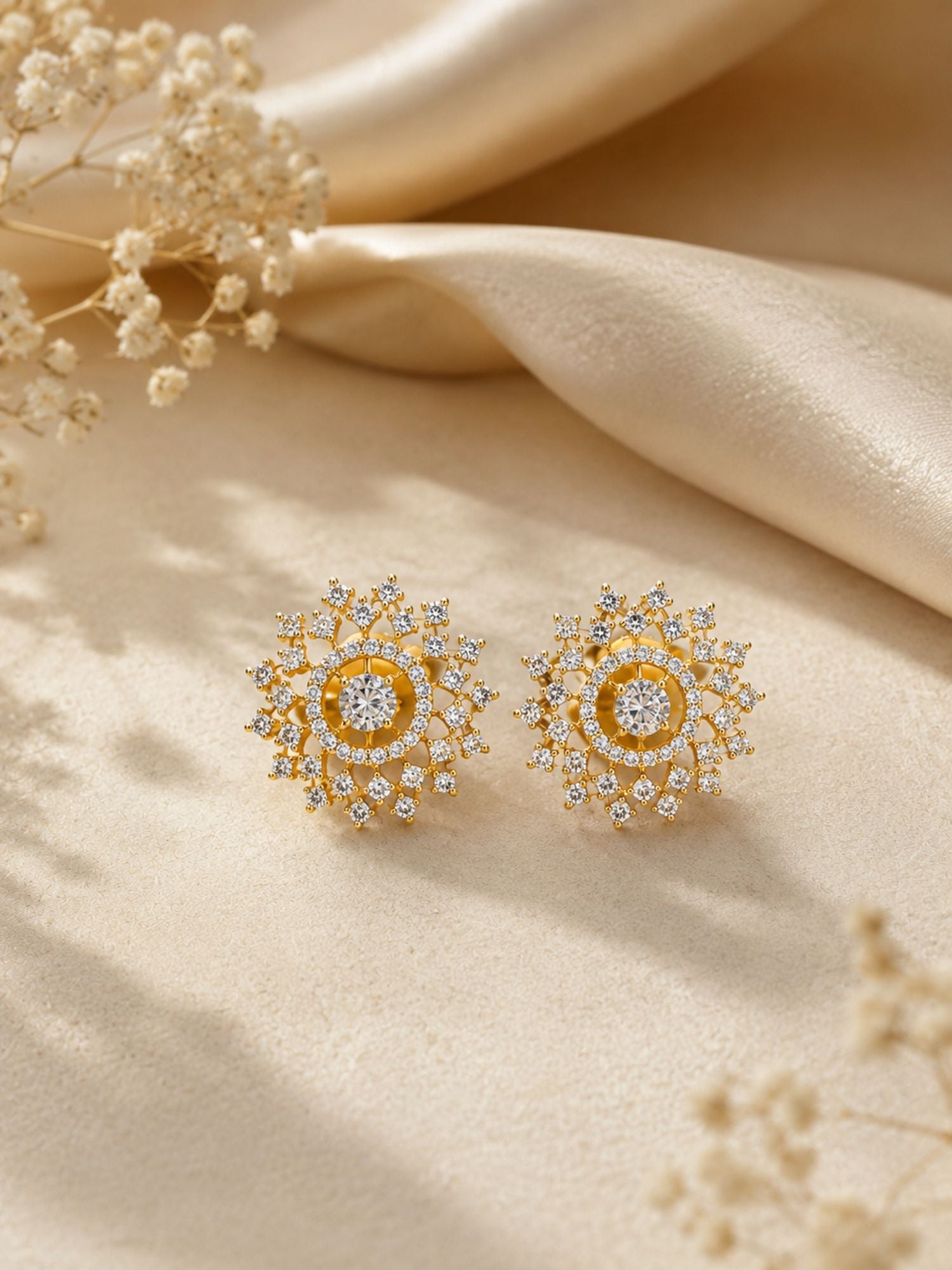 American Diamond Stud Earrings – Dual Finish | Abdesigns