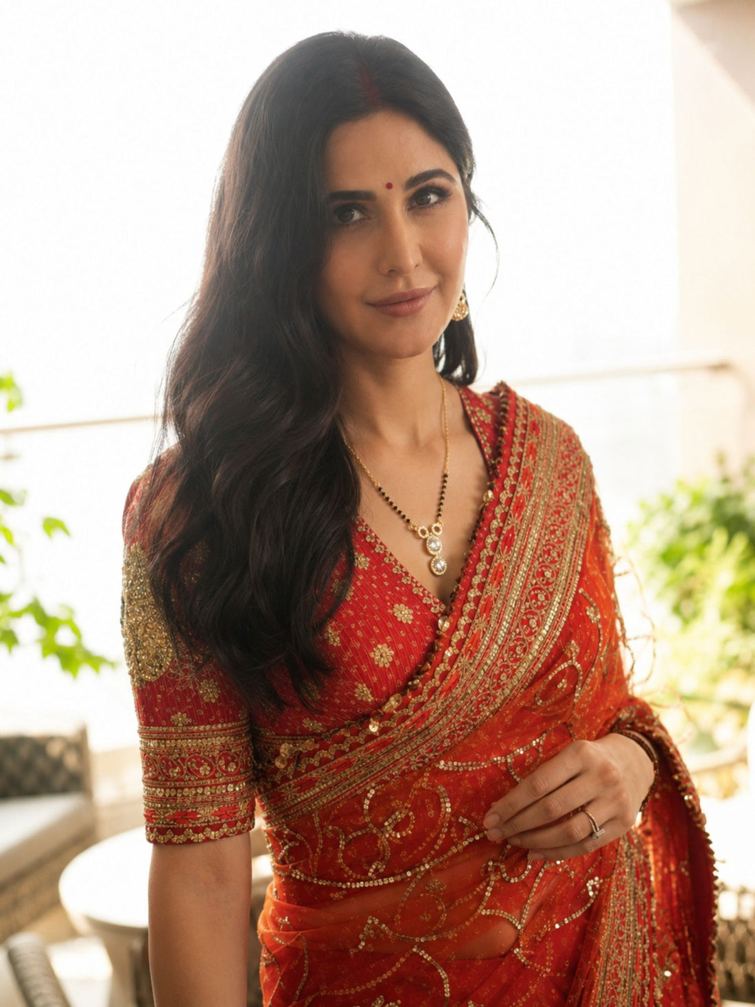 Katrina Kaif inspired gold plated mangalsutra, front view - Abdesigns