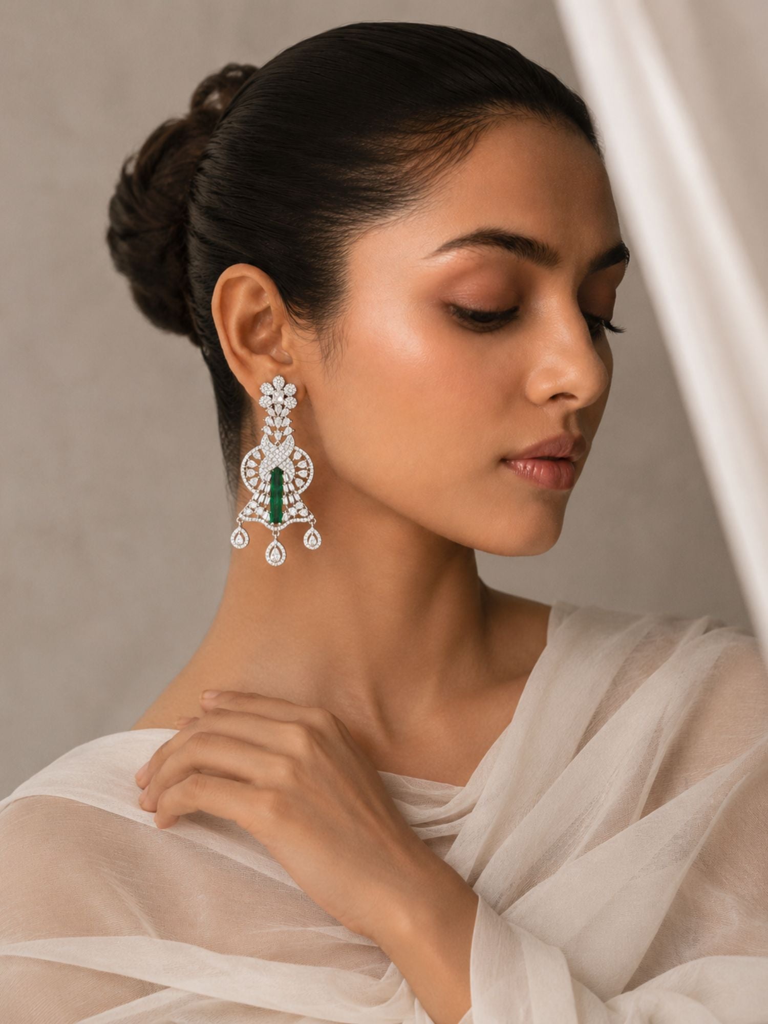 Emerald CZ Statement Earrings | Abdesigns
