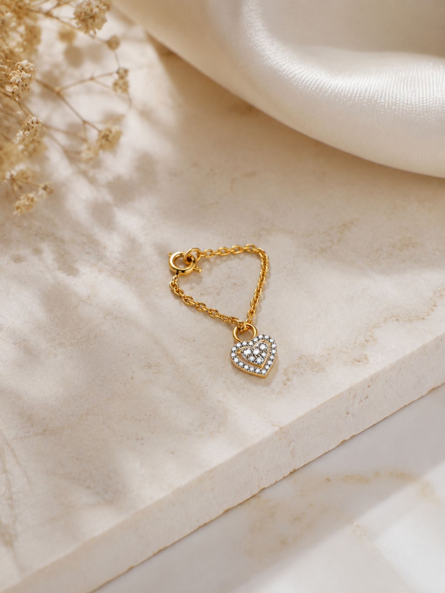 925 Sterling Silver Gold Plated CZ Heart Watch Charm | Abdesigns Jewellery
