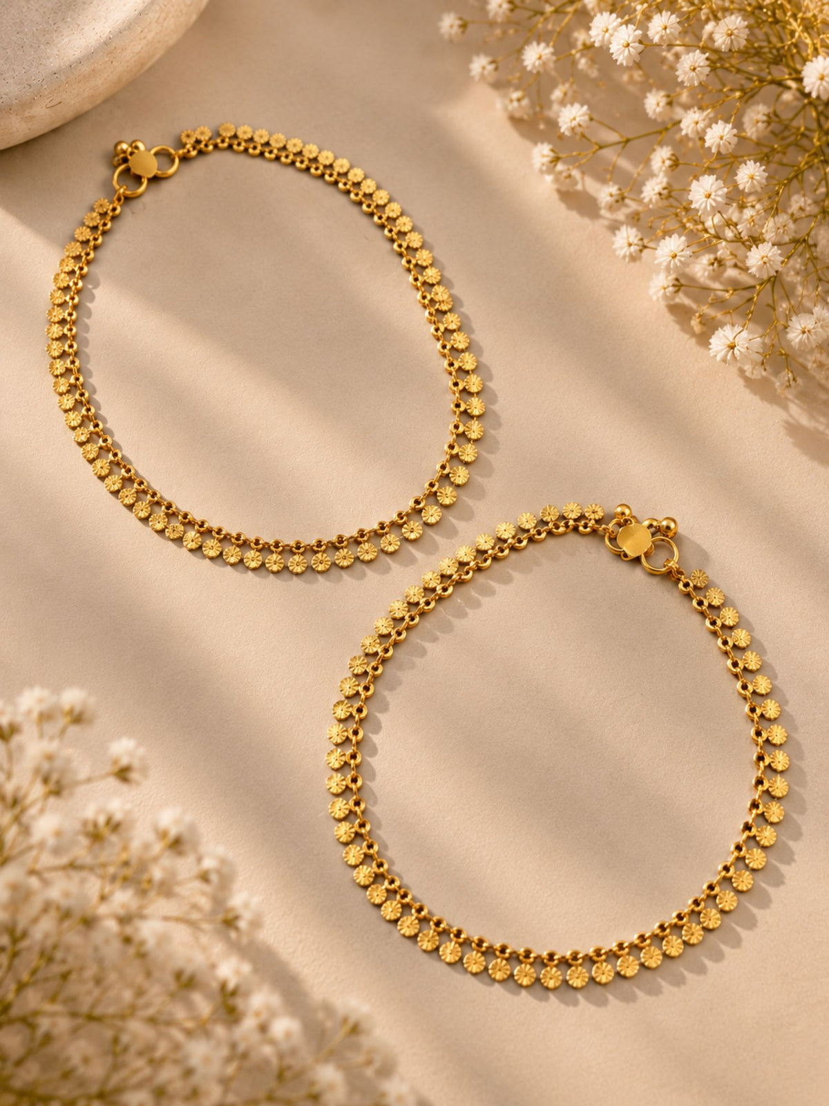 Combo Of 4 Gold Plated Traditional Anklets for Women