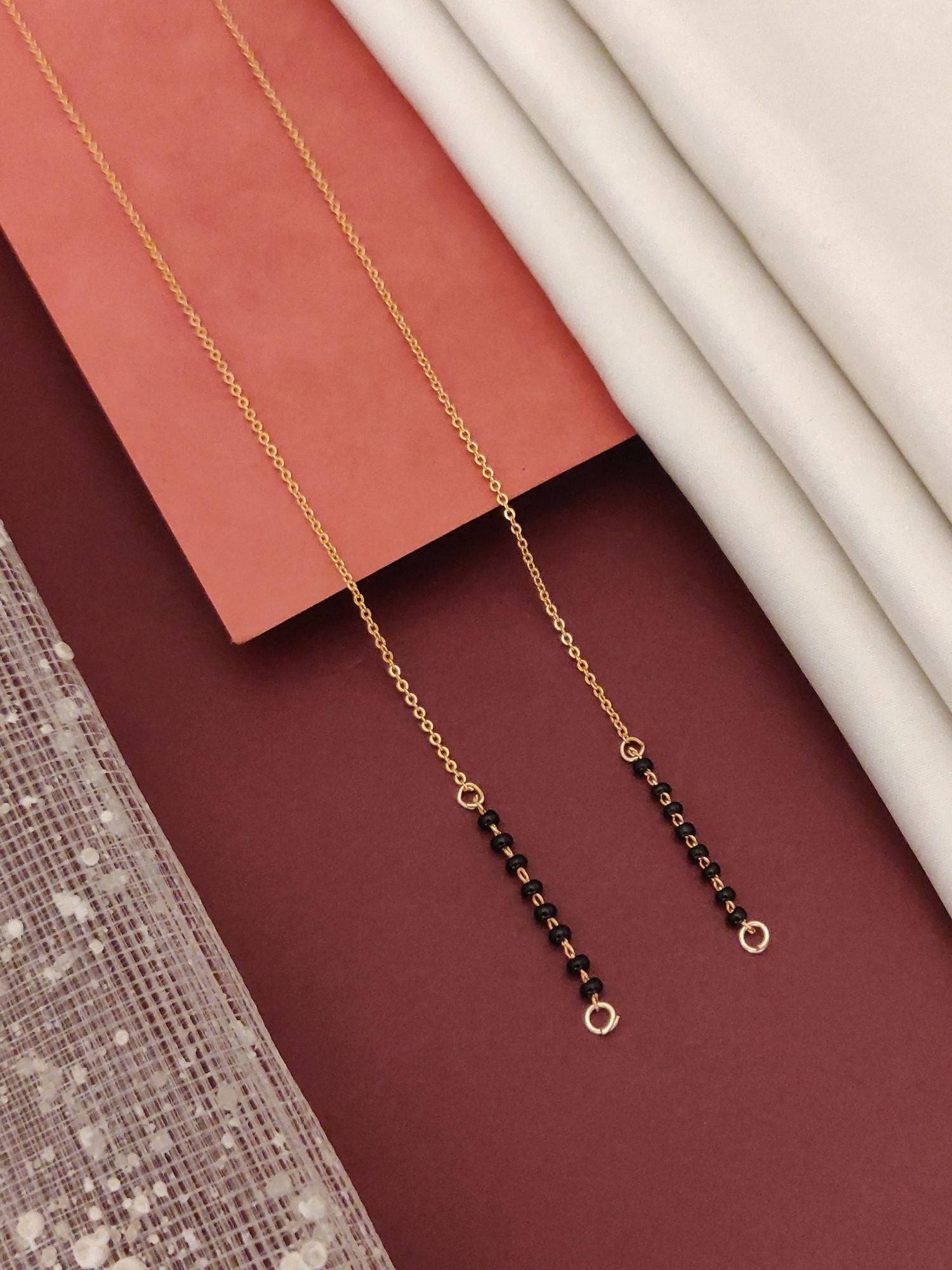 Abdesigns Rose GoldAbdesigns RoseGold Plated American Diamond MangalsutraPlated Black Beads Mangalsutra