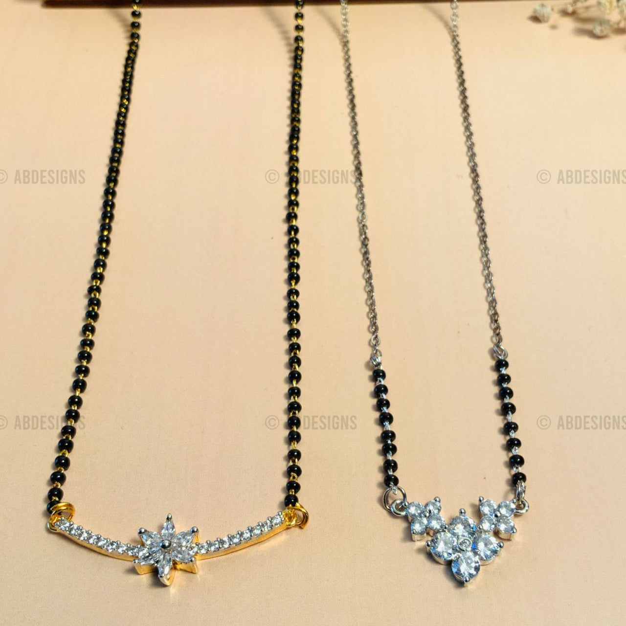 Alluring Gold Plated American Diamond Mangalsutra Combo - Abdesignsjewellery