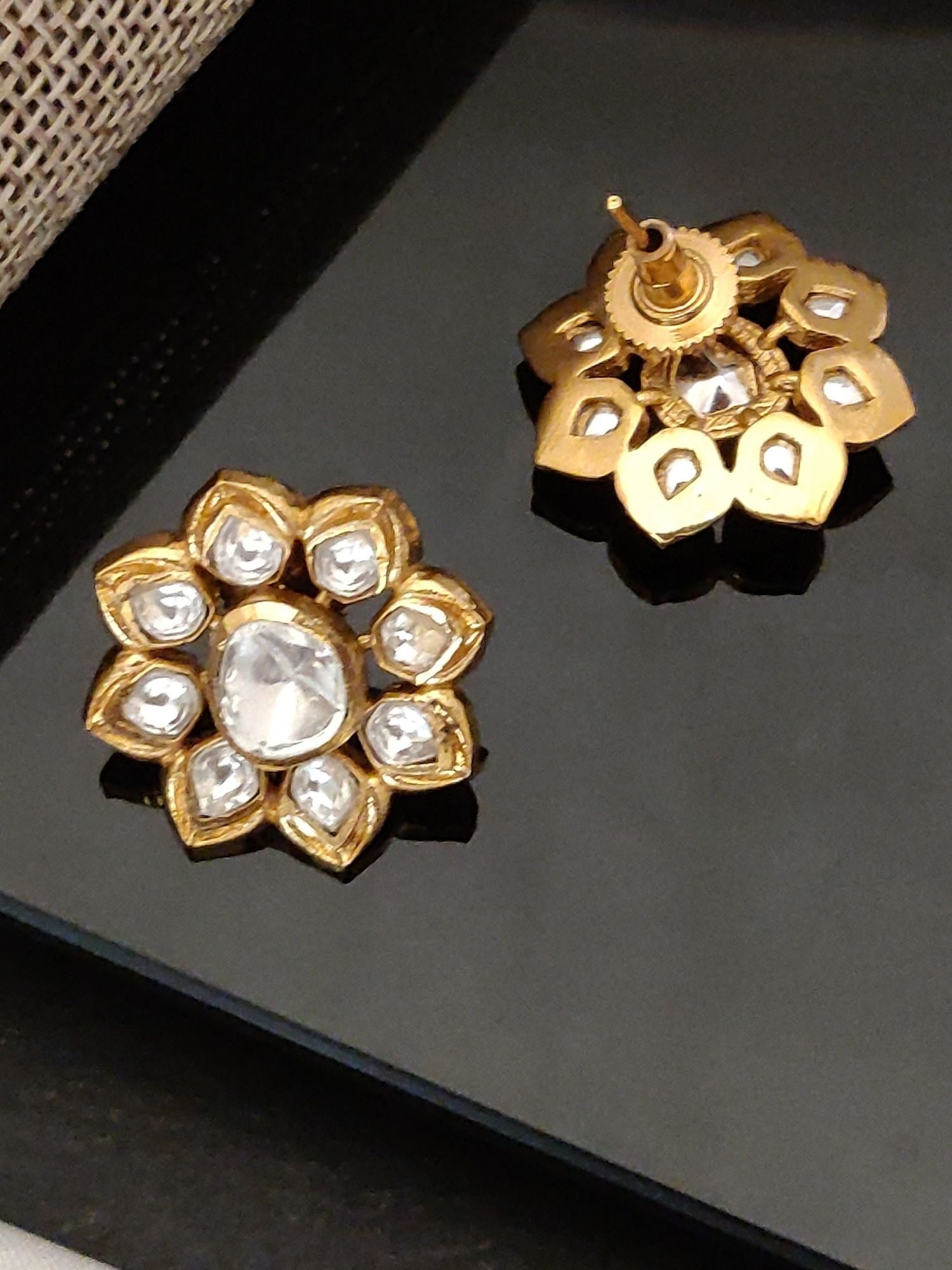 Abdesigns Gold Plated Polki Studs Earring