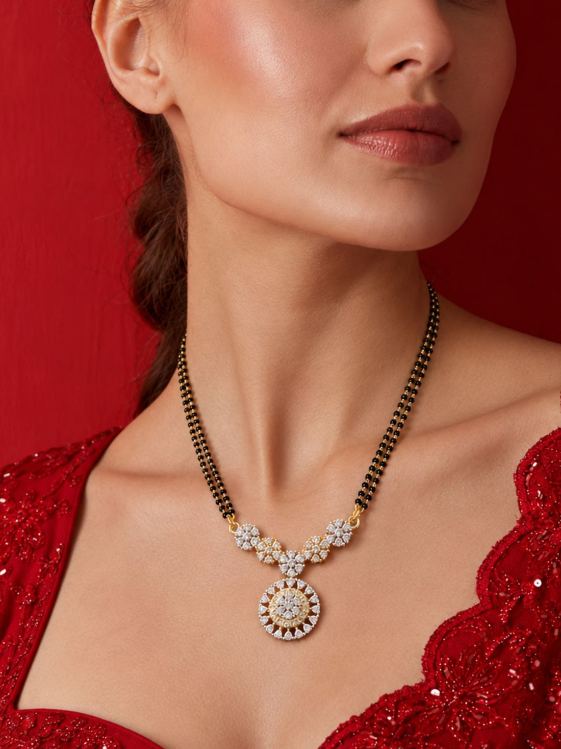 Set of 2 AD Stone Minimal Mangalsutra Combo | Abdesigns Jewellery