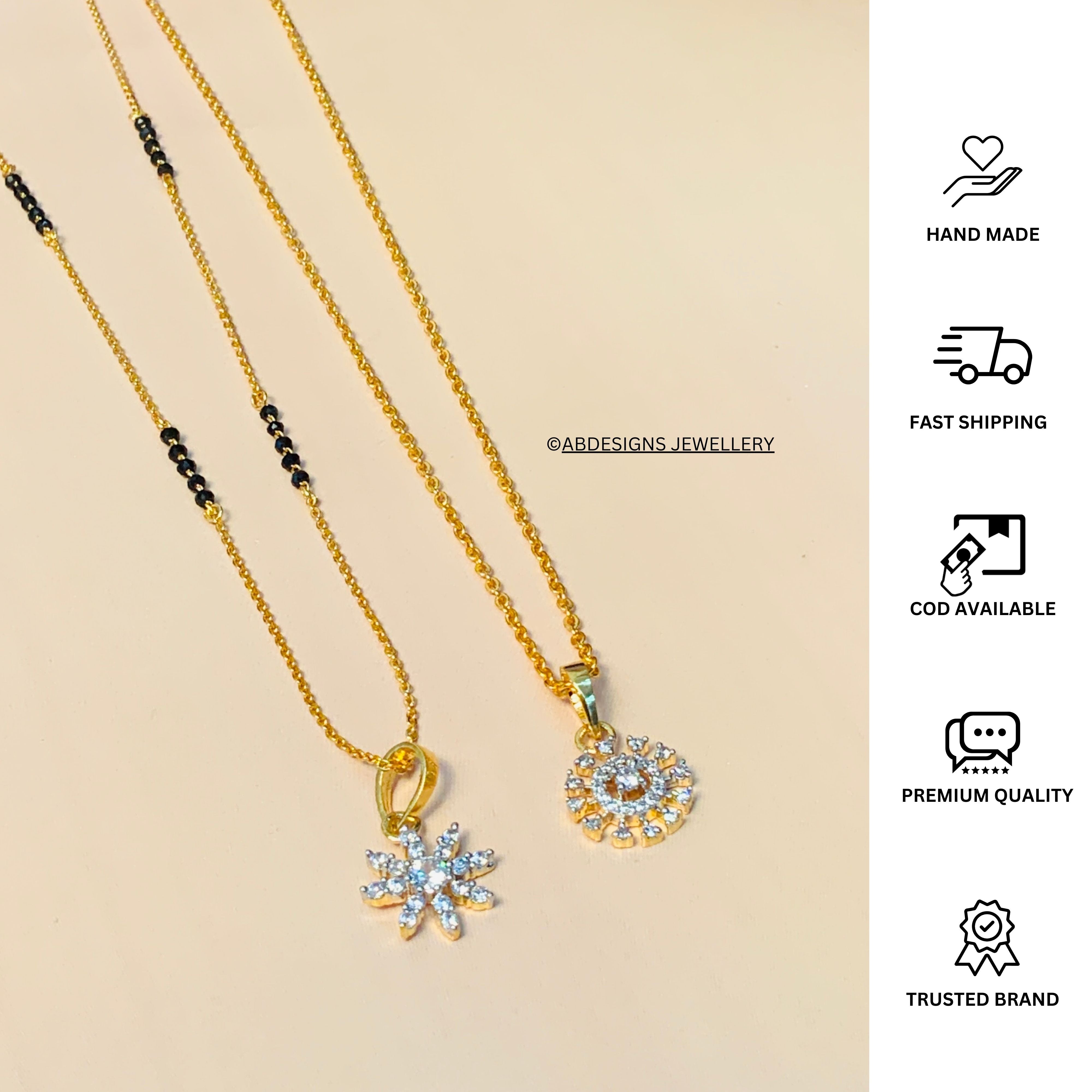 Sophisticated Gold Plated American Diamond Mangalsutra & Pendant Chain Combo