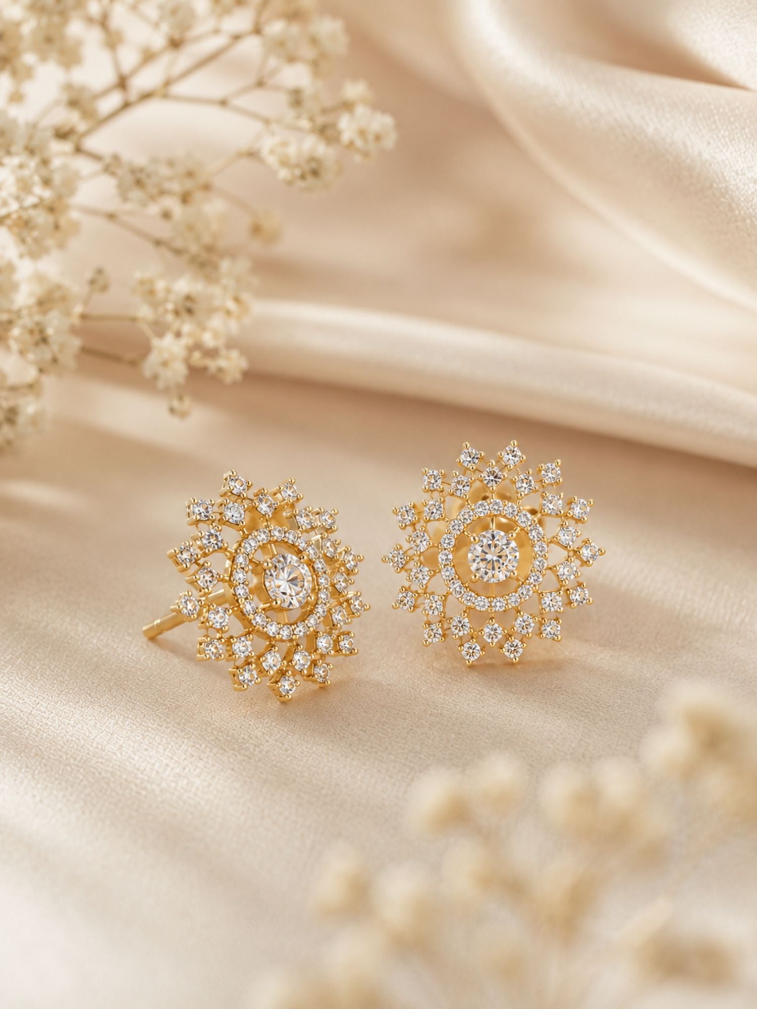 American Diamond Stud Earrings – Dual Finish | Abdesigns