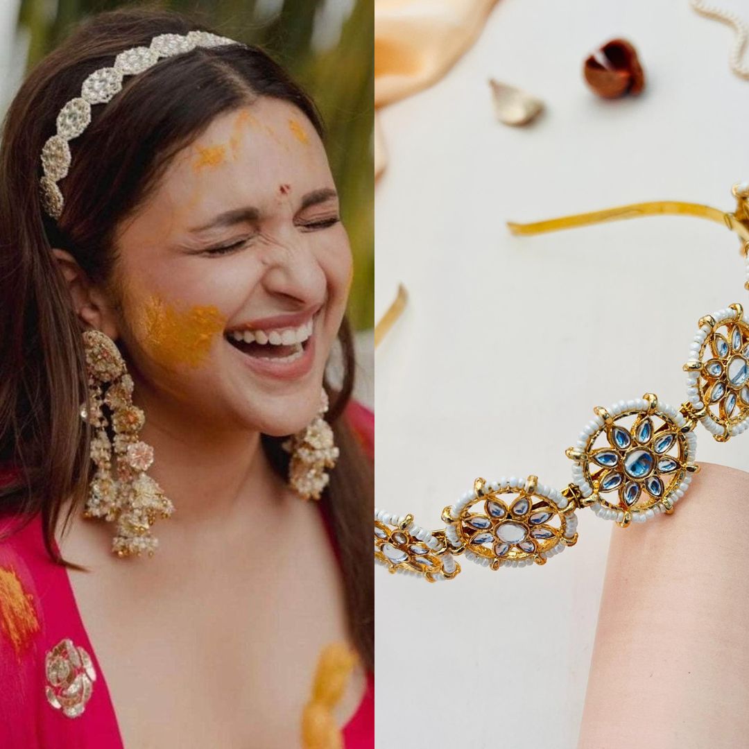 Parineeti Chopra Wedding Look Inspired Gold Plated Sheesh Phool Hairband