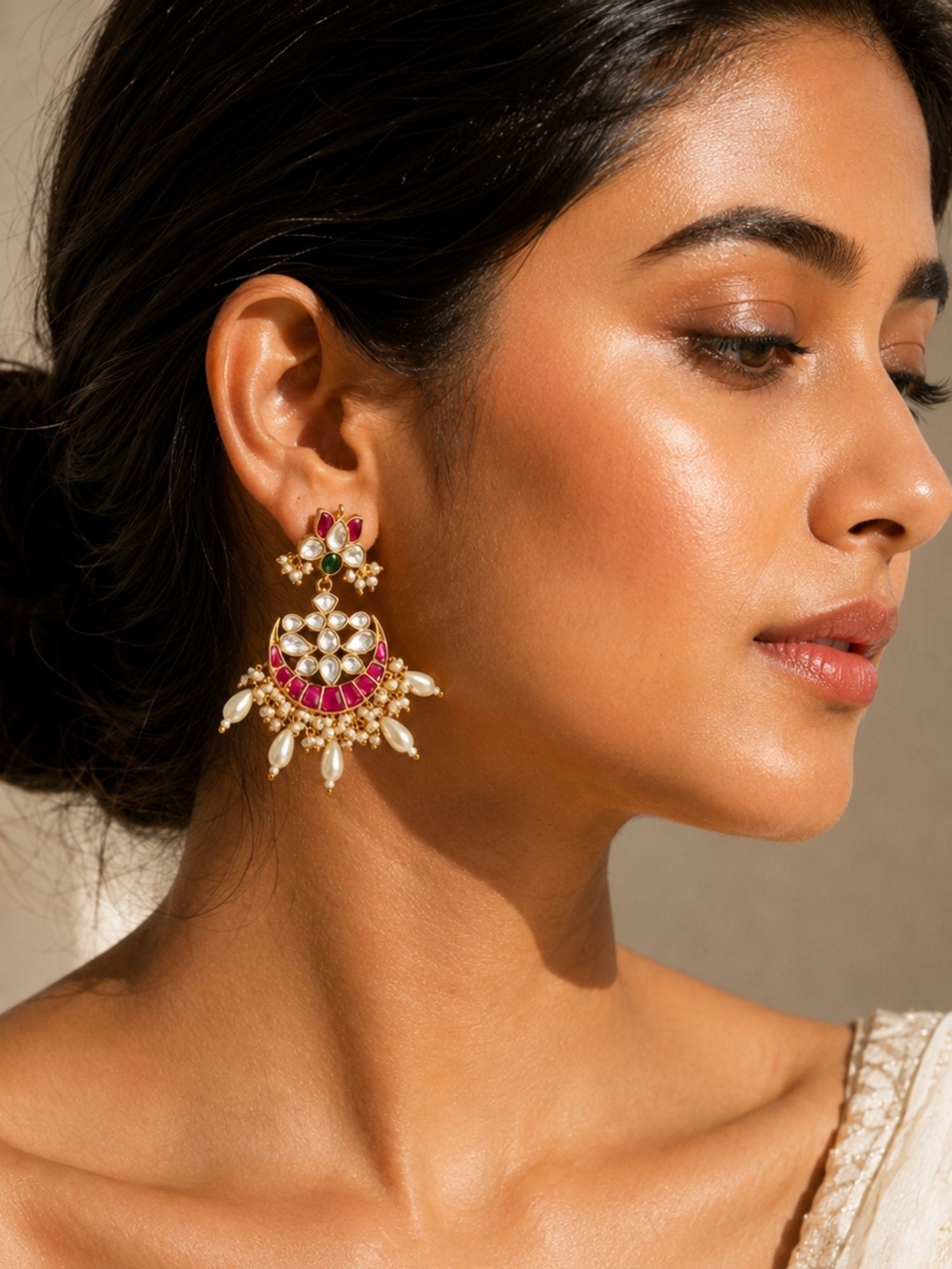 Traditional Chandbali Earrings in Gold Plating – Festive | Abdesigns